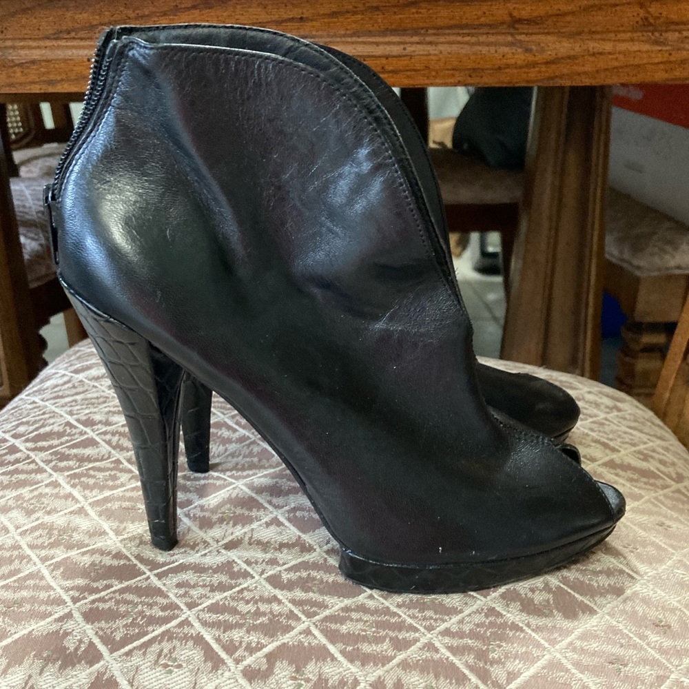 Black Peep Toe Booties
